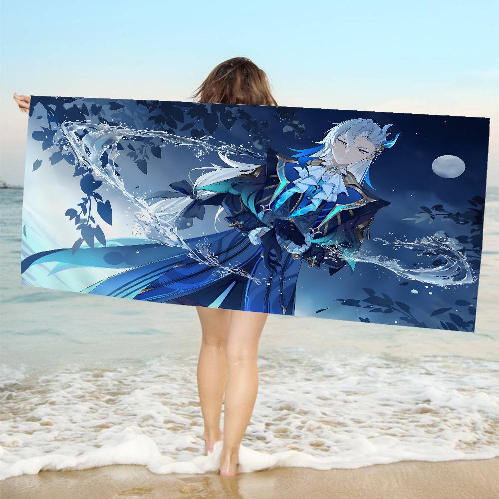 Genshin Impact Neuvillette Microfiber Printed Beach Towel Mountain Climbing Yoga Beach Swimming Running Absorbent Soft Towel