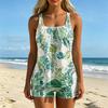 Women’s Two Piece Tankini Swimsuit with Tropical Floral Print and Boyshorts Bathing Suit Set for Beach Pool Vacation