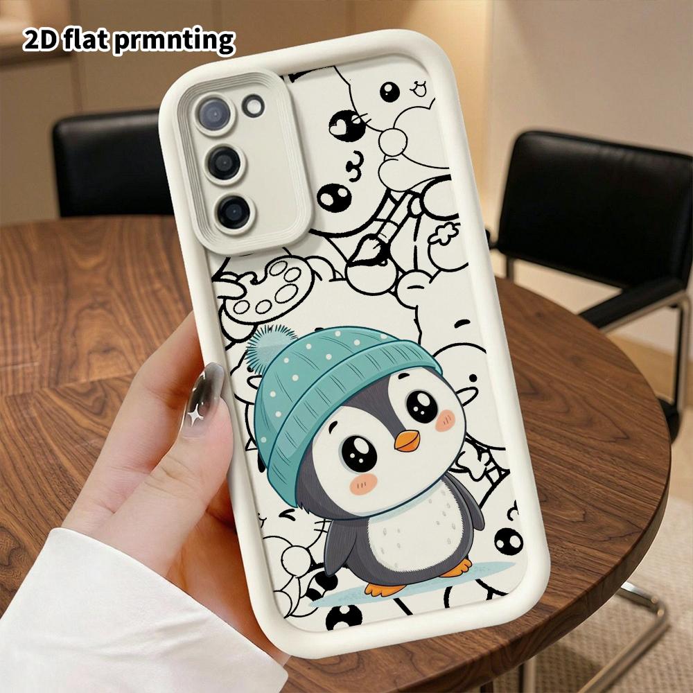 Phone case: 2D flat, suitable for Samsung Galaxy A34 A35 M05 M06 S20 S22 S21 FE Plus 5G protective case, chubby little penguin, perfect Christmas and