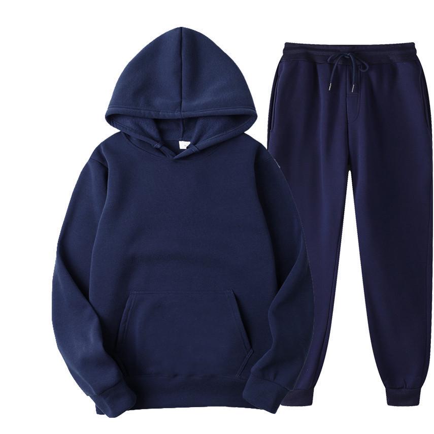 Unisex Sports Fleece-Lined Hoodie & Sweatpants Set with Custom Logo Option