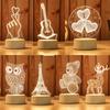 USB 3D LED Night Light Table Lamp for Home Bedroom Decor Warm Light