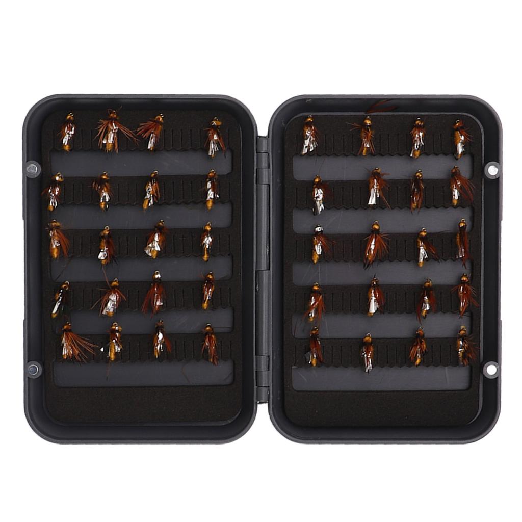 40pcs Fly Fishing Flies Kit with Waterproof Box Conspicuous Colours Hand Knitting Stainless Steel Fly Fishing Lure for
