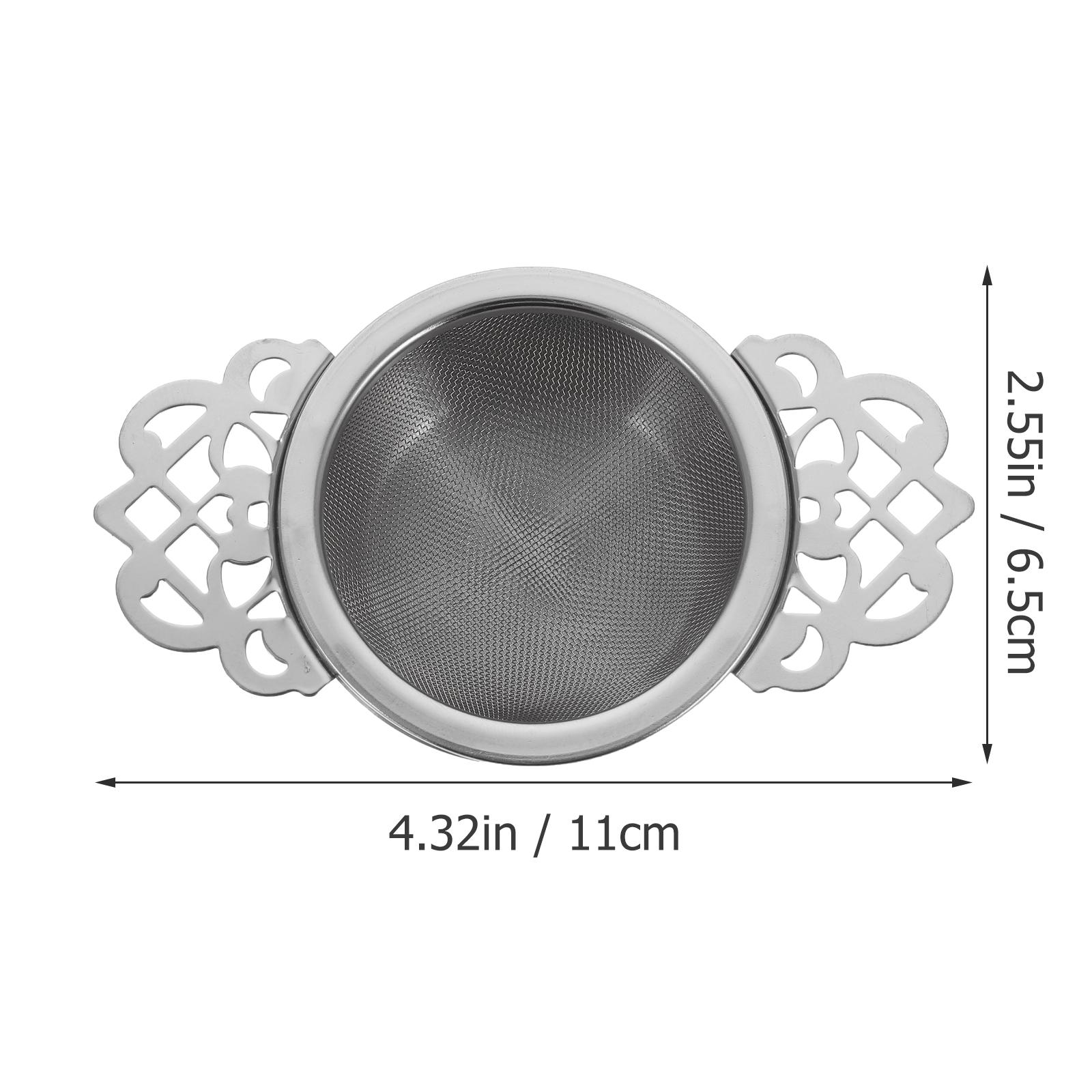 

Stainless Steel Tea Strainer Double Handles Mesh Filter High Temperature Resistant For Home Office Tea Ceremony Supply серебряный