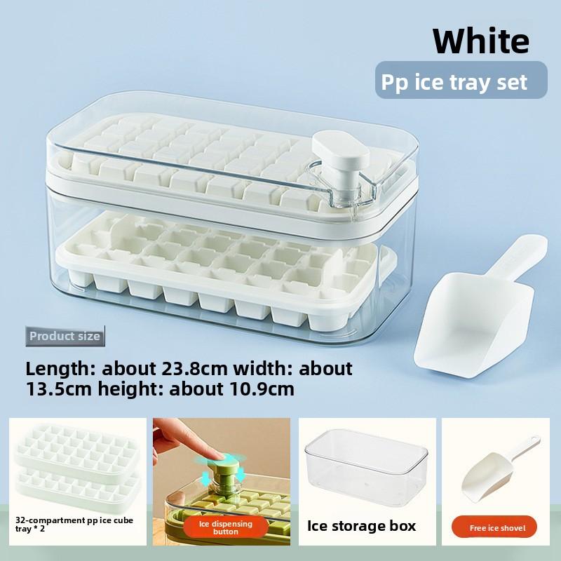 Silicone Ice Cube Tray Mold With Lid Shovel Storage Box One Click Ice Maker Dishwasher Safe Easy Clean Kitchen Bar Accessories