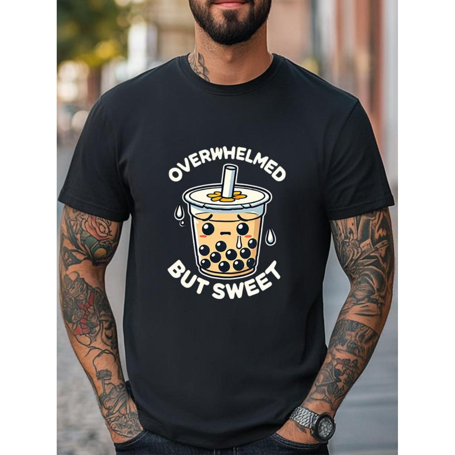 Overwhelmed But Sweet T-Shirt Cute Boba Bubble Tea Unisex Casual T-shirt Unisex T-Shirt S чёрный