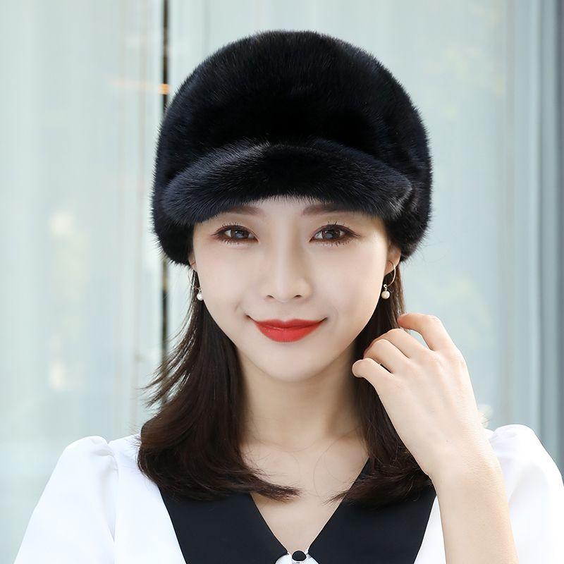 

Зимняя новая шапка из искусственной норки, защита ушей, ветрозащитная, для активного отдыха, для велоспорта, женская, для среднего и пожилого возраста, теплая, кепка-утка, рыцарская шапка Hat circumference (56-58cm) adjustable size