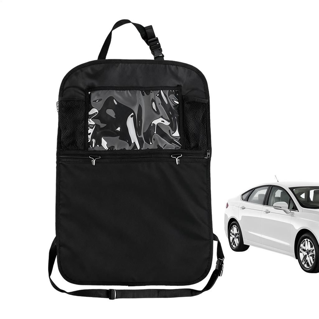 Car seat back storage bag Waterproof Tablet Cup Holder Organizer Oxford cloth strap hook Car anti kick backrest storage bag