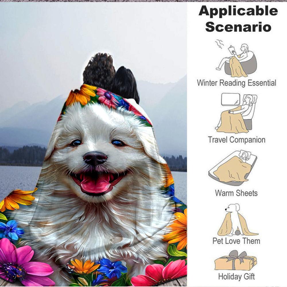 1PC Puppy Portrait Blanket, Throw For Sofa, Bed, Travel, Printing Blanket With Soft And Warm Fabric yy250918182