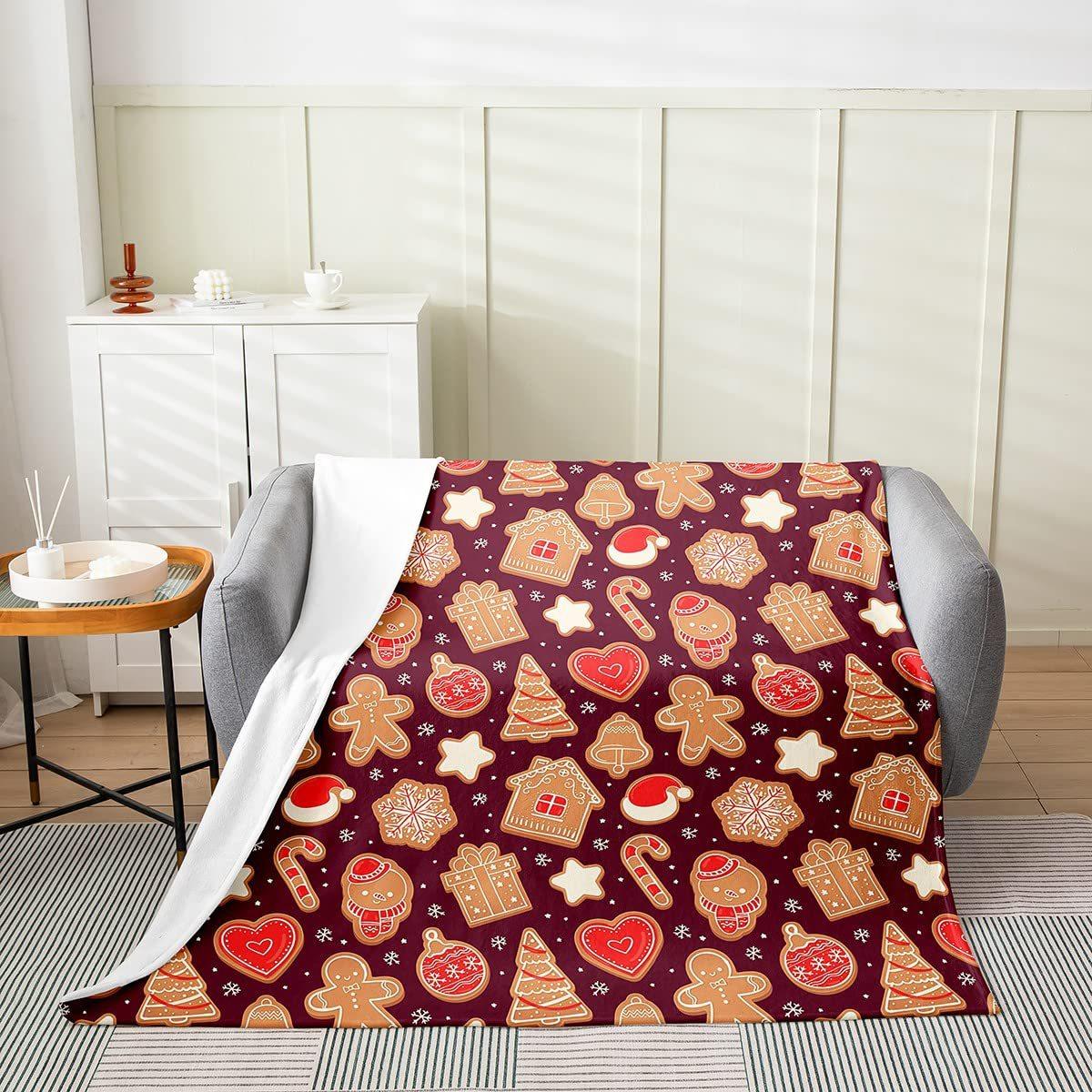 

Christmas gingerbread man Printed Blanket for Sofa Travel Camping Living Room Office Conditioning Blanket for All Seasons Gifts 75x100cm