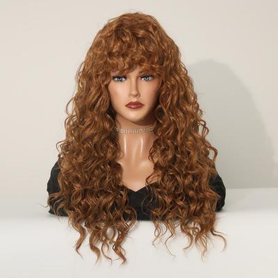 פאות סינטטיות עמידות בחום חום ארוך פאות נשים מתולתלות עם פוני פאות פלאפיות טבעיות פאות שוליים מסיבת שיער רך שימוש יומיומי