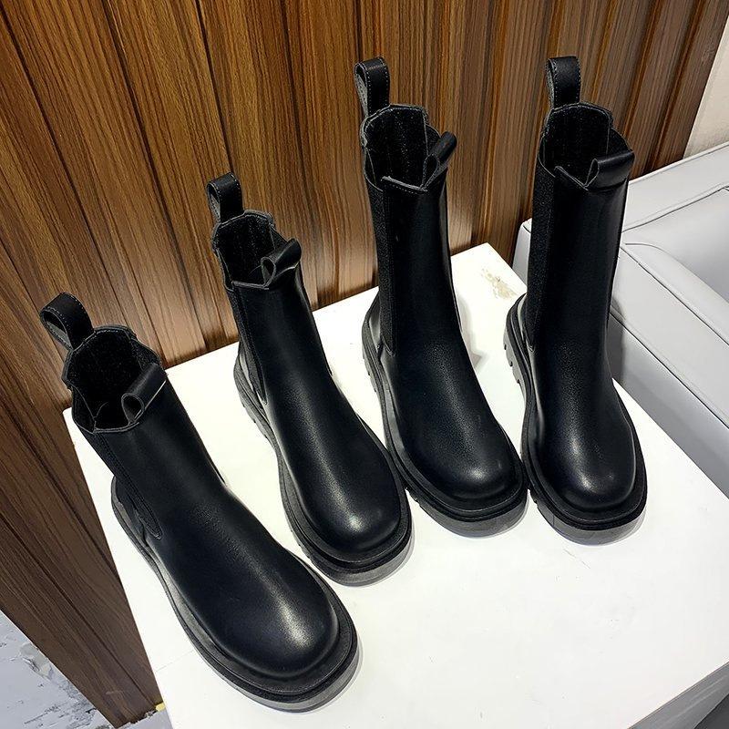 Cigarettstövlar med tjock sula Martin-stövlar dam 2025 höst och vinter nya brittisk vind tub Internetkändis Chelsea korta stövlar enkelstövlar