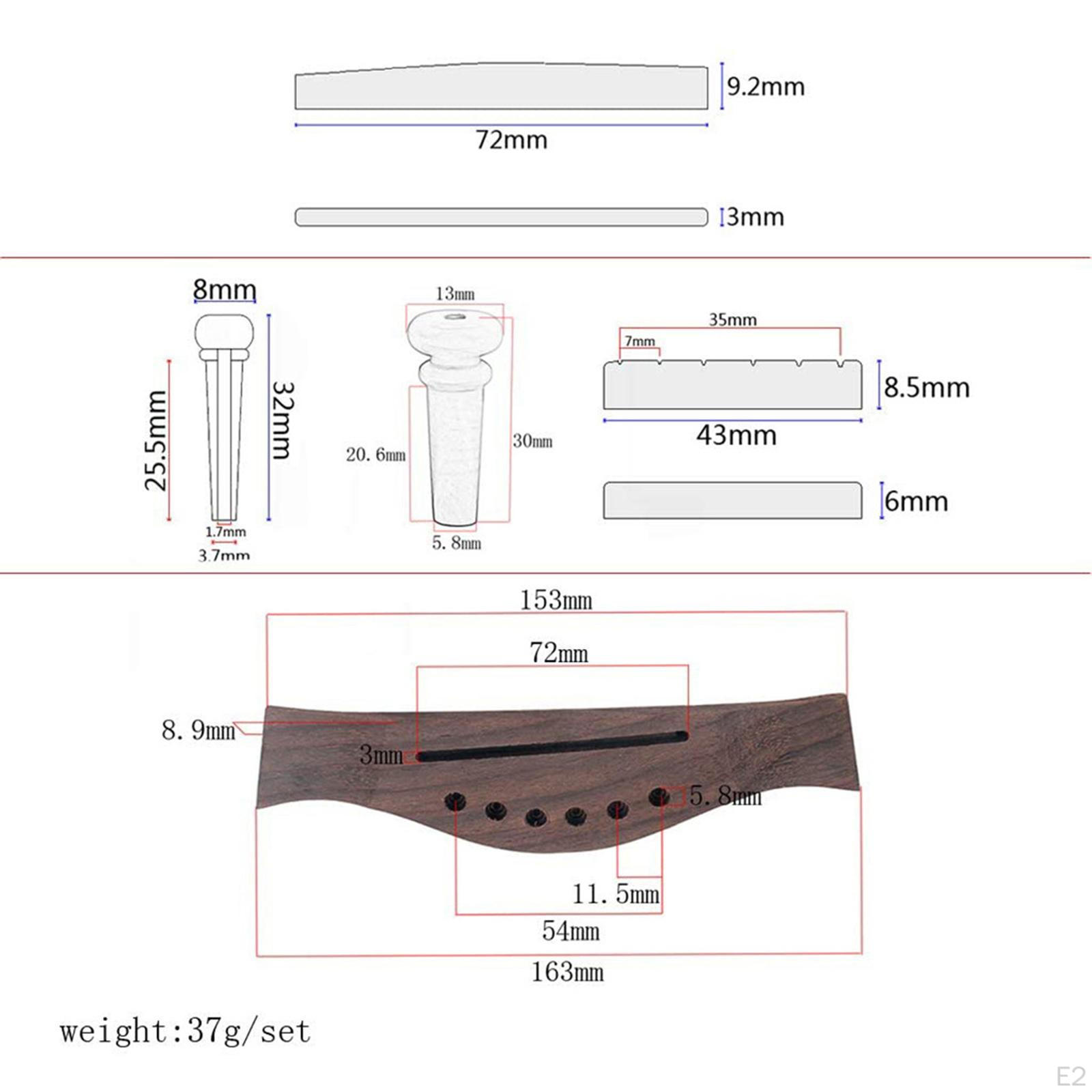 Гитарный мост со штифтами — фото 2
