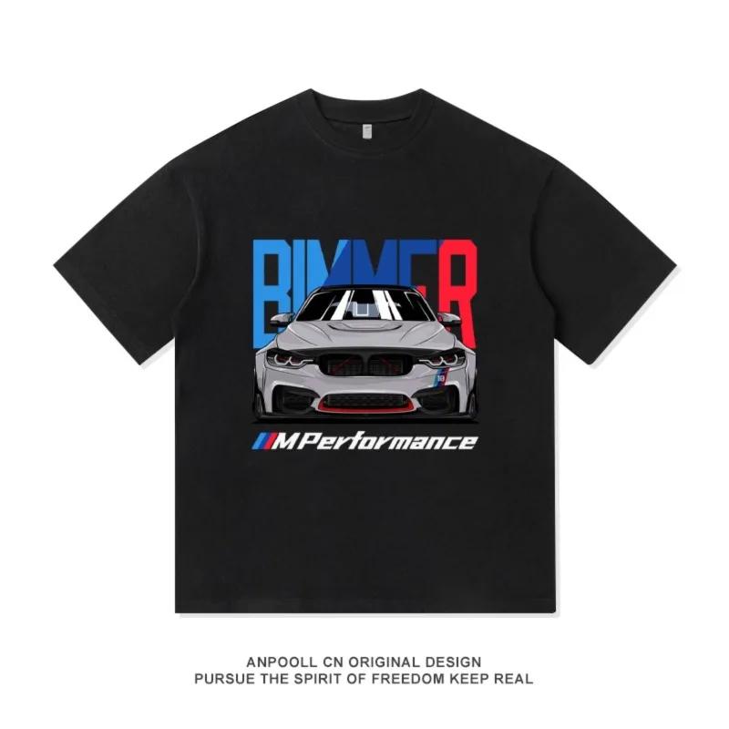 BMW MPOWER Modifizierte Kultur Deutscher Druck Sommer Baumwolle Kurzarm Sommer Neu Heiß 2026 T-Shirt Herren Locker Tragen Kleidung S schwarz