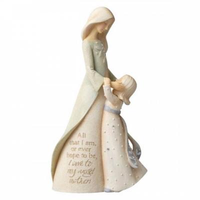 [R2993] - Beige 'Mother & Daughter' Resin Figurine - 13 Cm