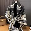 Large Square Scarf Shawl Women's Outer Scarf Dual-purpose Cape Autumn and Winter Birthday Gift Air-conditioned Room Imitation Cashmere Cape