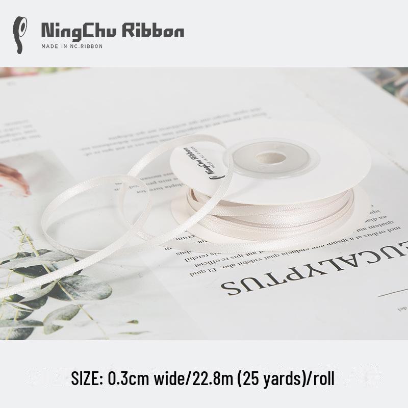 3mm Double-Sided Satin Silk Ribbon for DIY Gifts, Bows, Bouquets, and Baking Packaging