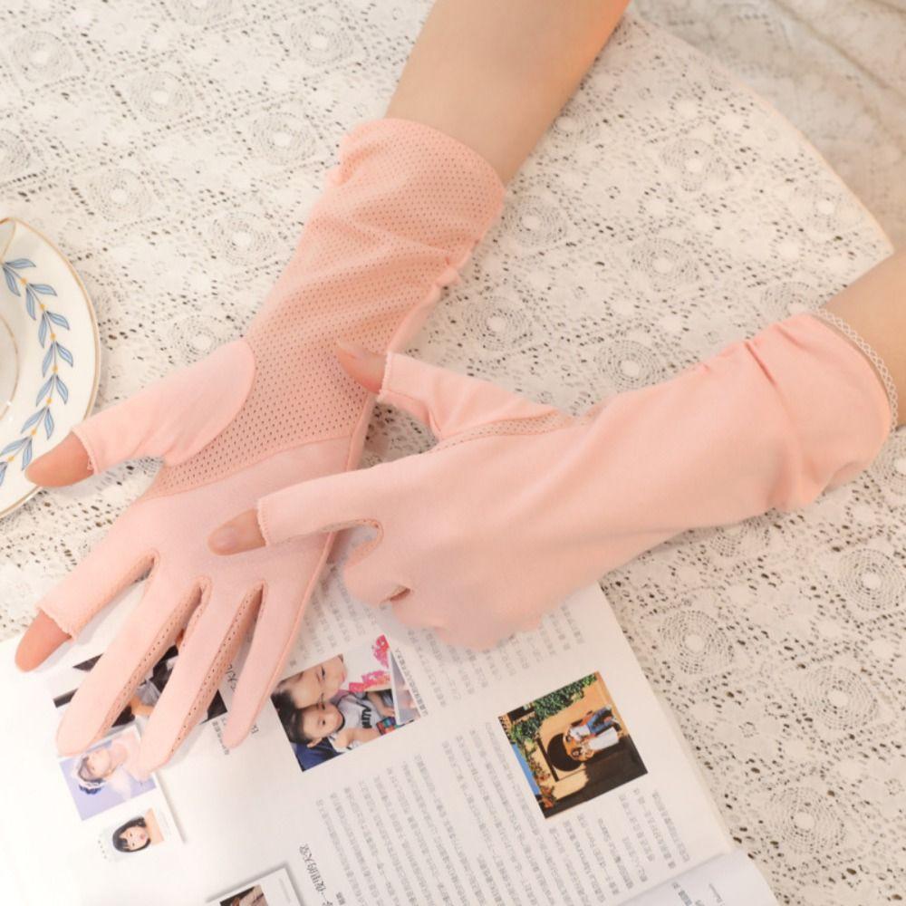 Anti-UV Sun Protection Riding Gloves Thin Summer Driving Mittens Women Sunscreen Gloves Woman