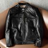 Genuine Lambskin Leather Jacket for Men Slim Fit Stand Collar Biker Style Trendy Autumn Winter Coat