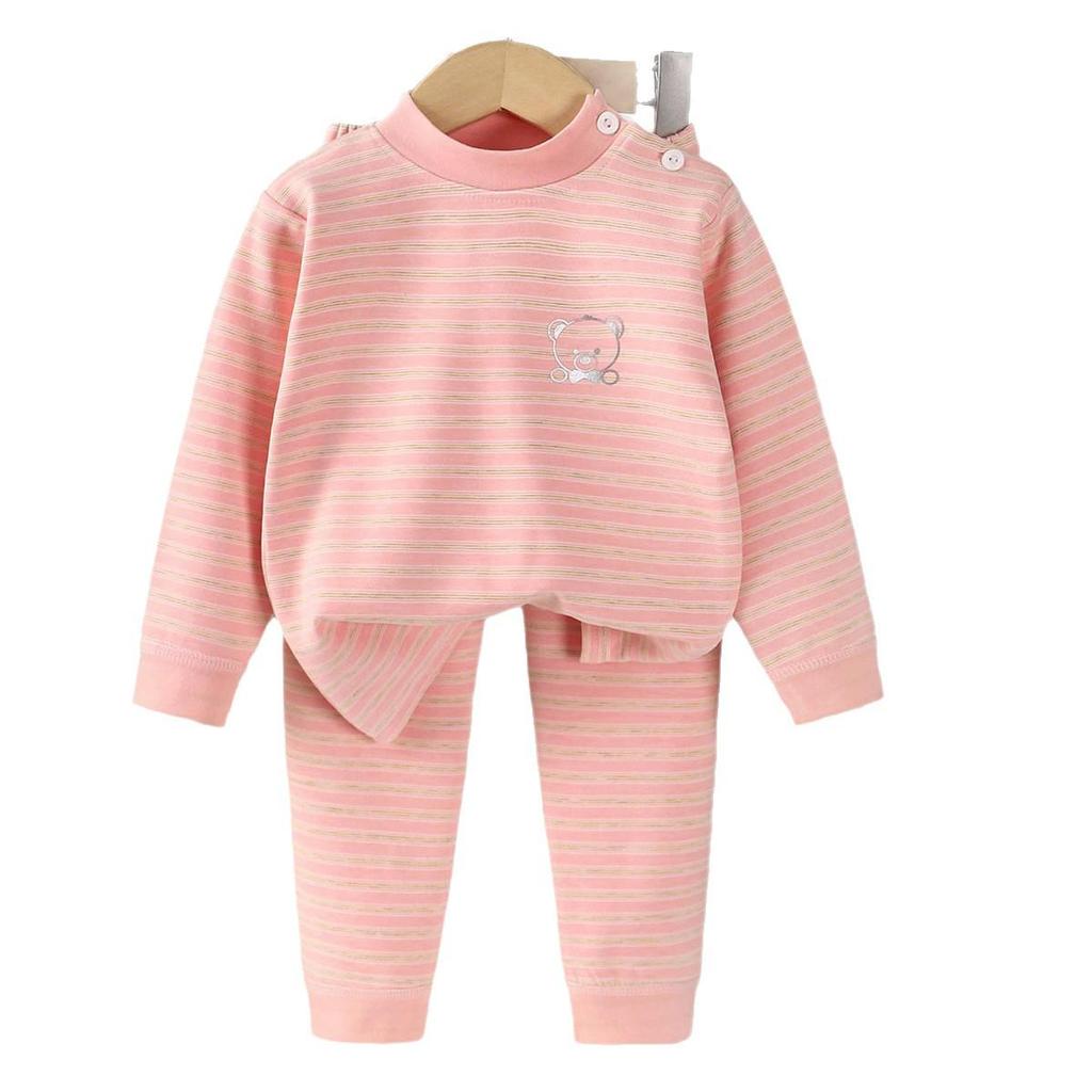 Zimní korejský styl Dětská hedvábná domácí souprava pro 1leté chlapce a dívky - Pohodlné a teplé podzimní dětské oblečení