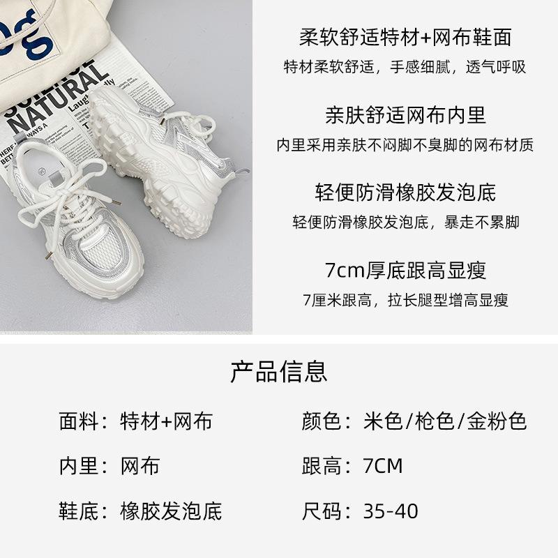 Small platform dad shoes women's 2025 autumn new fashionable versatile casual 7cm height-increasing sports jogging shoes