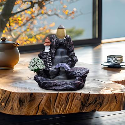 Kaskádová kadidelnice na zpětný tok Zenový držák na vonné tyčinky Skalka Vodopád Hořák na vonné kužely pro domov, kancelář, meditaci