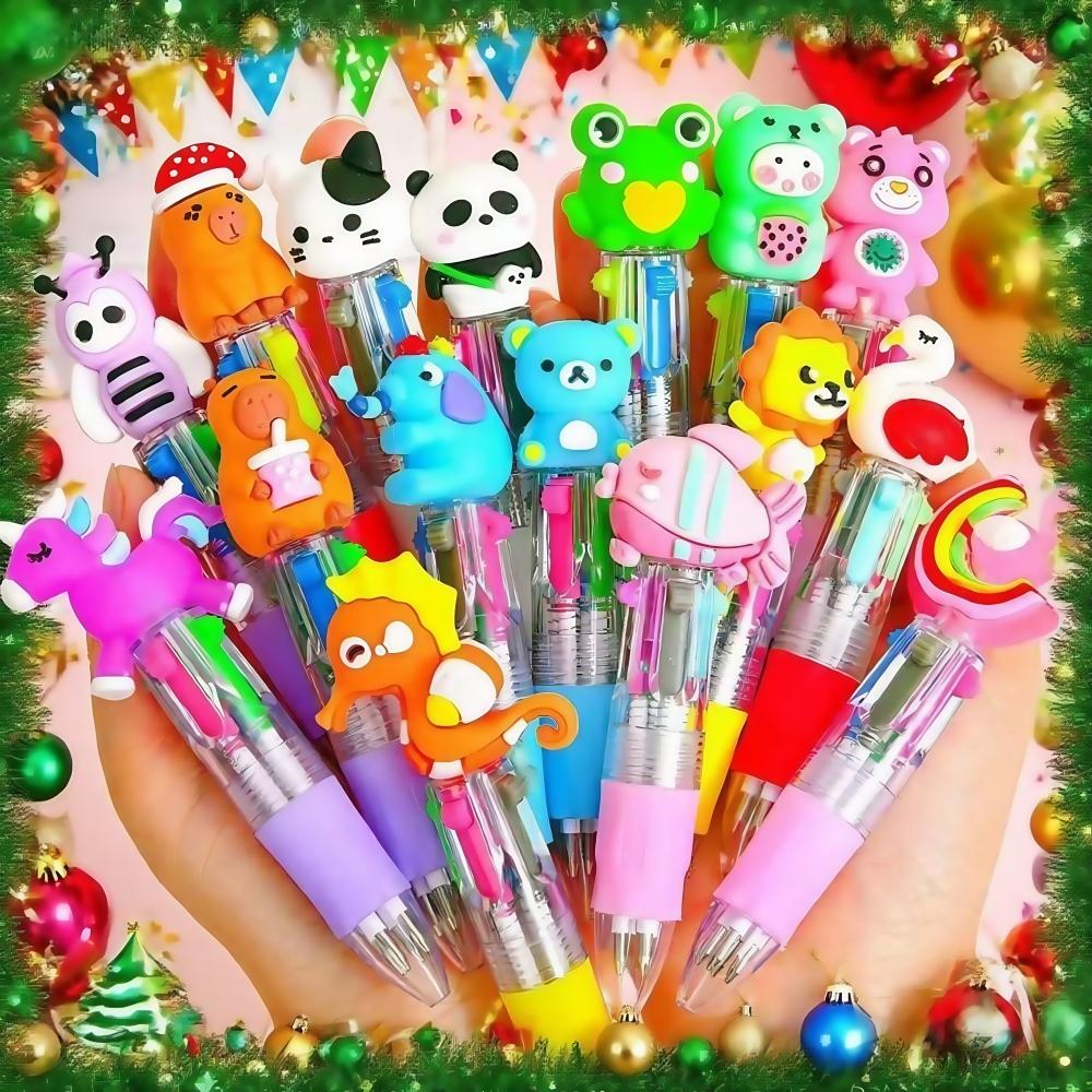5-30 Pcs Cute Cartoon Four-color Pen for Kids Birthday Kindergarten Home-school Carnival Christmas Boys and Girls Gift Rewards