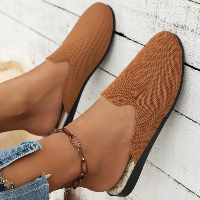 Модные вязаные дышащие женские полутапочки 2024 года — фото 6