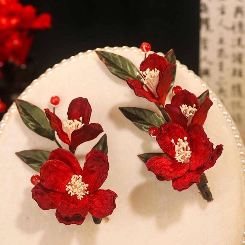Beautiful Chinese Ancient Hairpins Beads Exquisite Fairy Side Clips Hanfu Flower Hair Clips  Girls