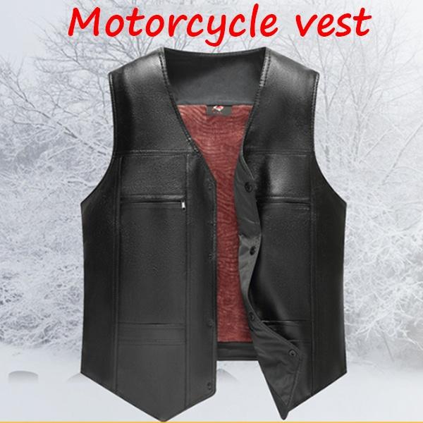 

Мужской толстый кожаный жилет, повседневный кожаный жилет, мотоциклетный жилет