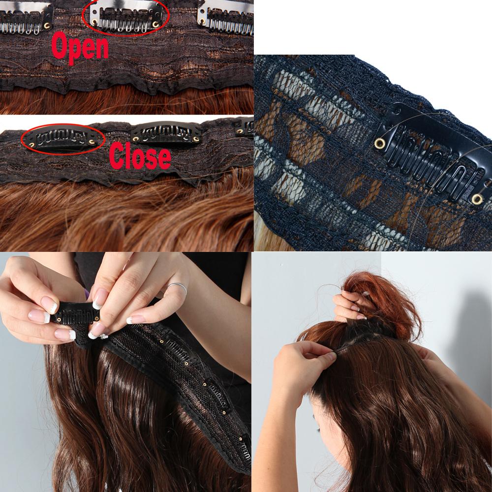 Synthetic Hair Extension Clip Ins One Piece With 5clips Long Straight Hair Brown Blonde Color For Women Daily Use