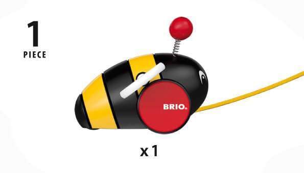 BRIO Bumblebee Pull Toy 30165, for Ages 1 and Up. [Toy, Wooden Toy, Gift (Birthday/Christmas)]