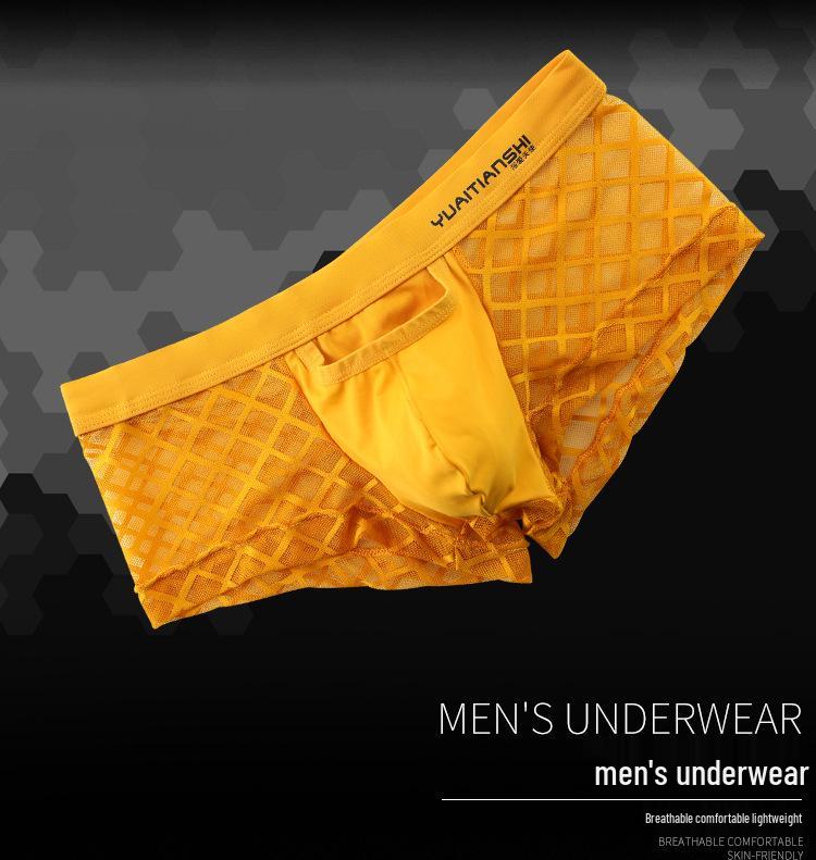 Spot Plus Size Men's Breathable Lace Mid-Waist Boxer Briefs