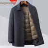 Hengyuanxiang Men's Detachable Down Liner Wool Suit Set - 2025 Fall/Winter Casual Thickened Jacket for Middle-Aged Men