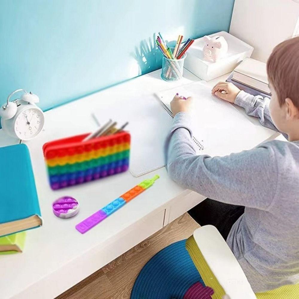 with Zipper Student Pencil Bag Large Capacity Stationery Storage Bag Silicone Pen Case  Students