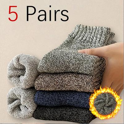 5 Pairs Solid Color Socks Are Fashionable Simple Versatile Winter Socks Are Soft Comfortable Lightweight Casual In Length