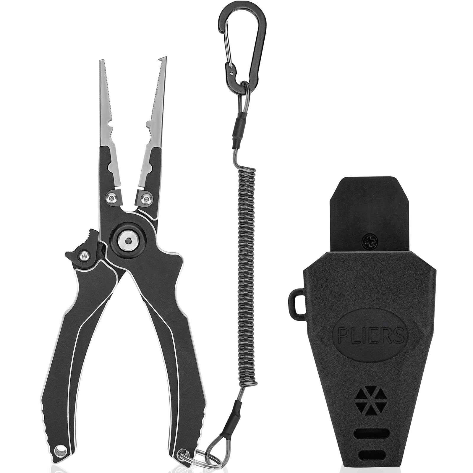 

LIOKEN Aluminum Alloy Fishing Pliers with Tungsten Carbide Cutter, Rust-Resistant, Lightweight, Cuts PE Line, Includes a Butt Rope, and Includes a