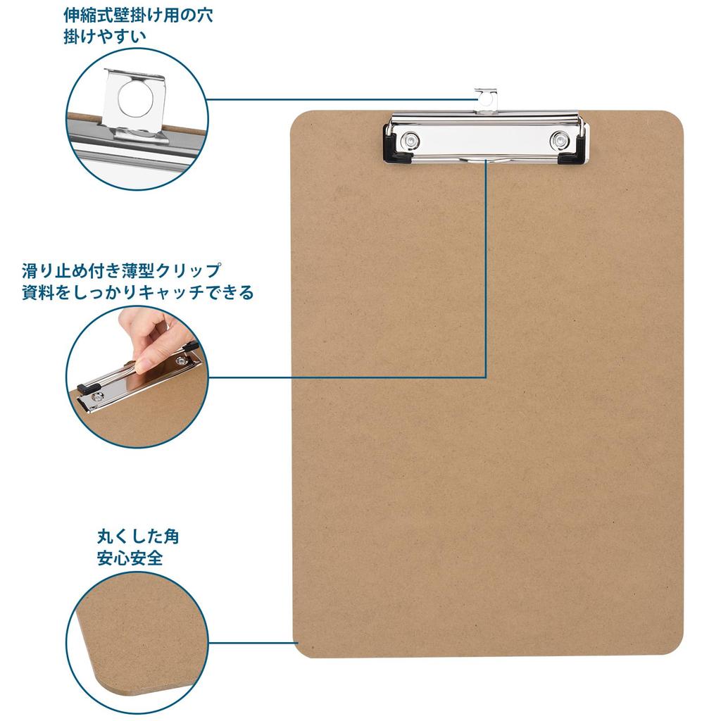 ZCZN A4 Slim File Wooden Pack of 10 Clipboard, Vertical, Binder, Clip, Hardboard,