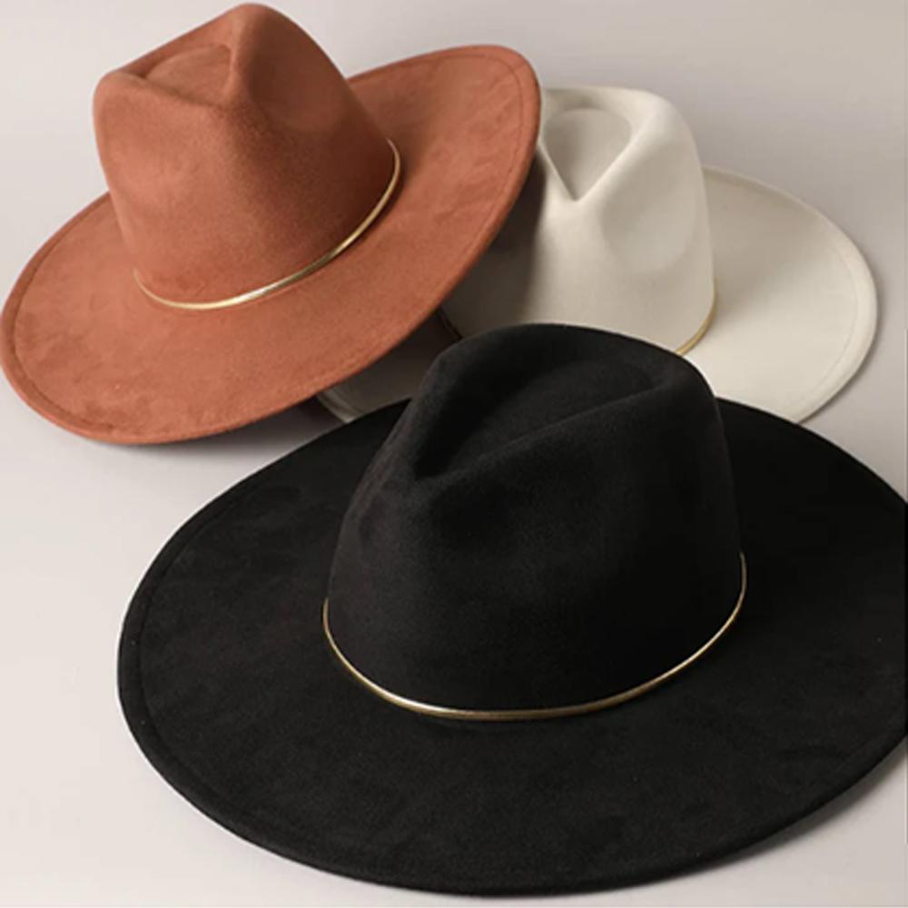 Colorful Suede 9.5cm Wide brimmed Women's Hat Men's Church Jazz Hat Fedoras Cowboy Hat Panama Hat