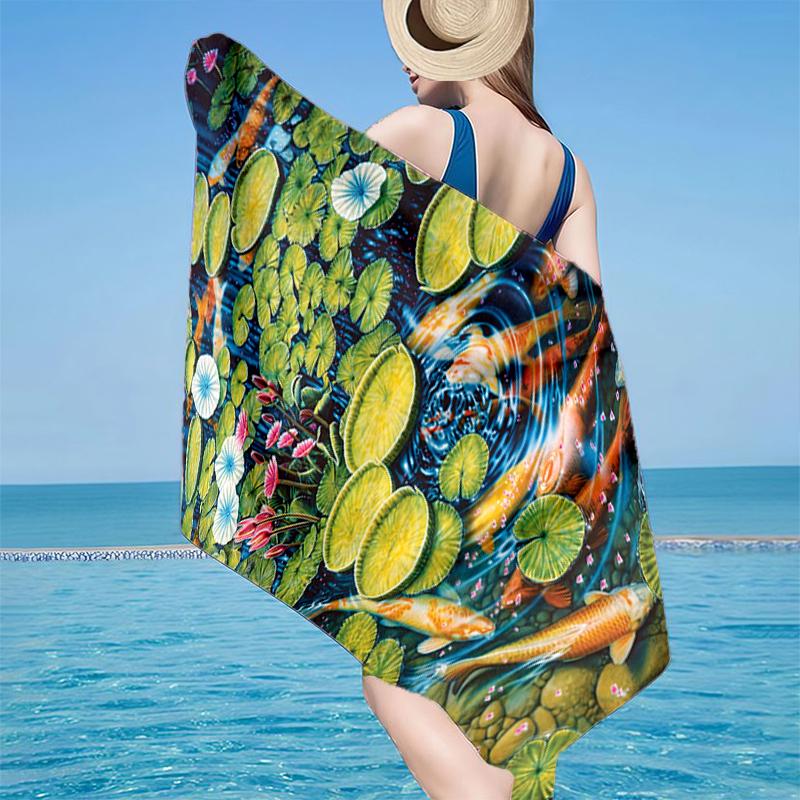 

Koi Fish Artwork Beach Towel, Super Soft Microfiber, Gift for Her/Him, Birthday, for Pool, Beach, Travel, Home Decor Fan gifts 70cmx140cm(27x55inch)