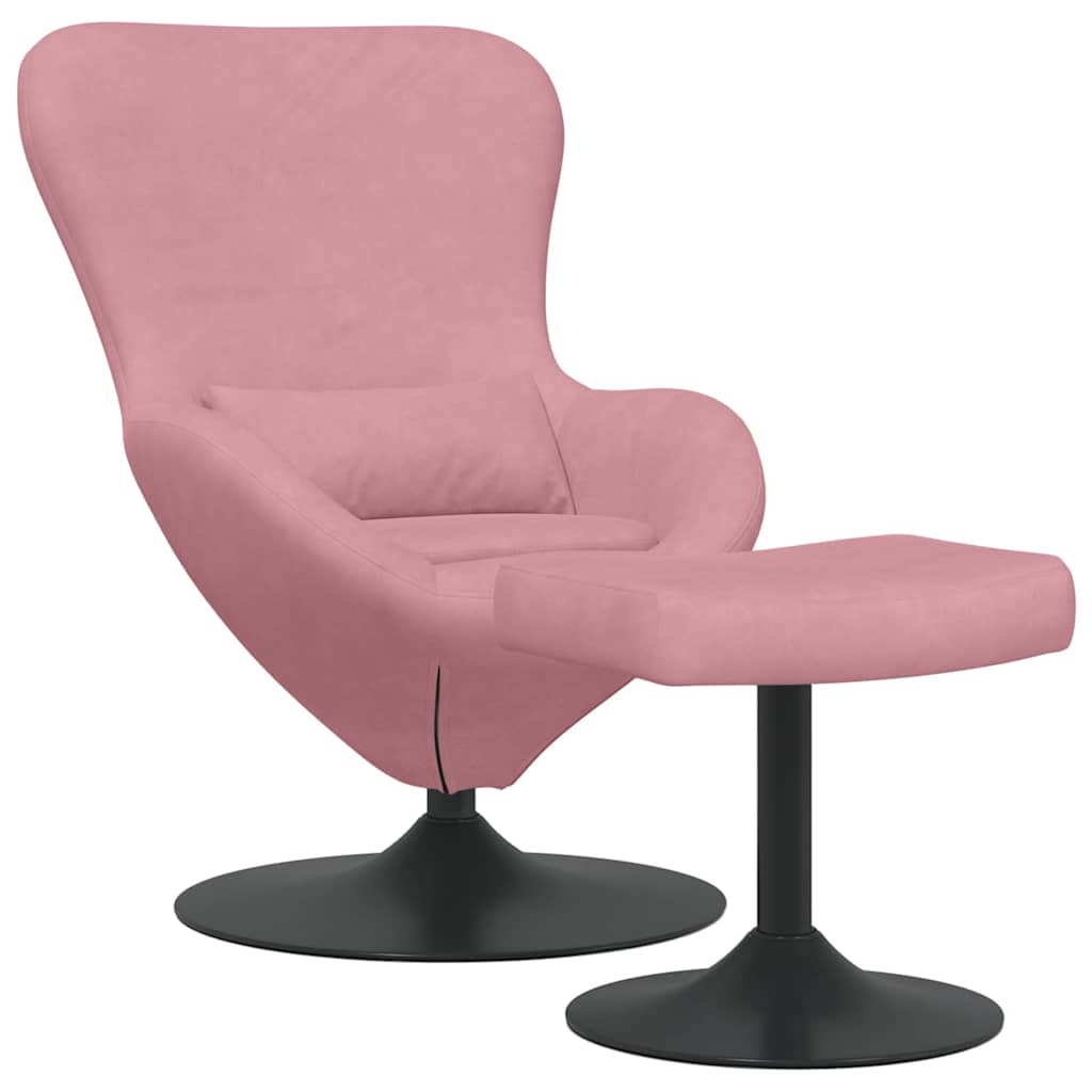 Egg Chair with Footstool Pink Velvet