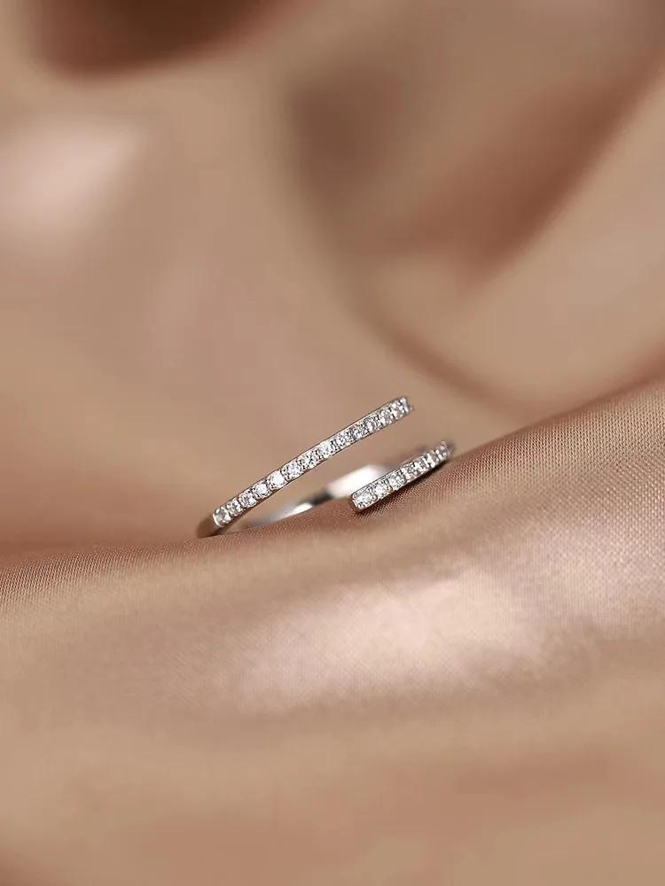 925 Silver zircon Ring For Women Jewelry Finger Adjustable Open Ring For Party Birthday Gift