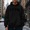 1776 Bedruckter Buchstaben Hoodie Herren und Damen Übergröße Herbst und Winter Gefütterter Lockerer Pullover Einfach Großzügig Herrenbekleidung Bequem Lässig