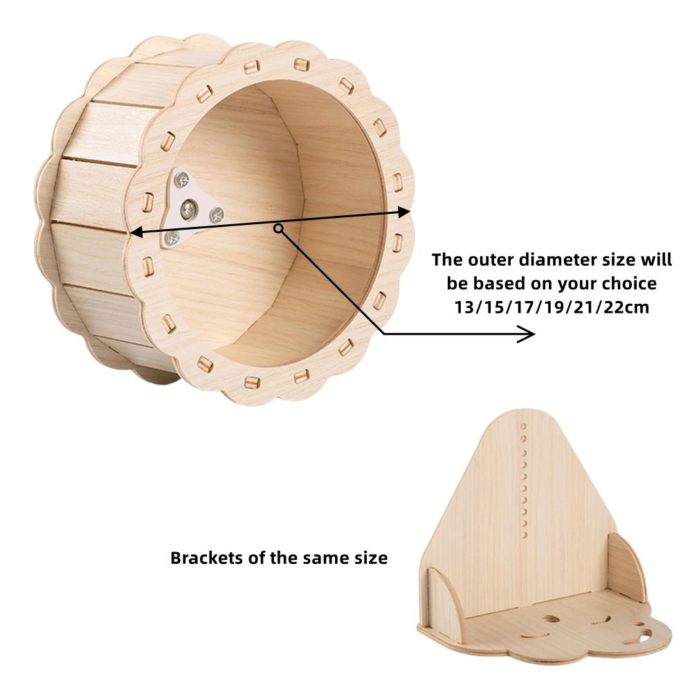 Pet Hamster Running Wheel Wooden Mute for Golden Bear Squirrel Guinea Pig Treadmill Toy Pet Hamster Cage Exercise Running Wheel (as the picture,Outer Diameter 13cm)