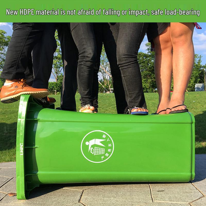 240L Outdoor Community Pedal Trash Bin with Lid - Large Plastic Sorting Garbage Can