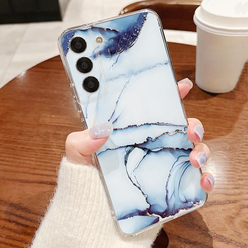 Geometry Marble Case For Samsung S26 Ultra S25 FE S24 S23 S22 Plus S21 A15 A25 A35 A55 A16 A26 A36 A56 A17 A37 A57 5G Clear TPU Soft Cover