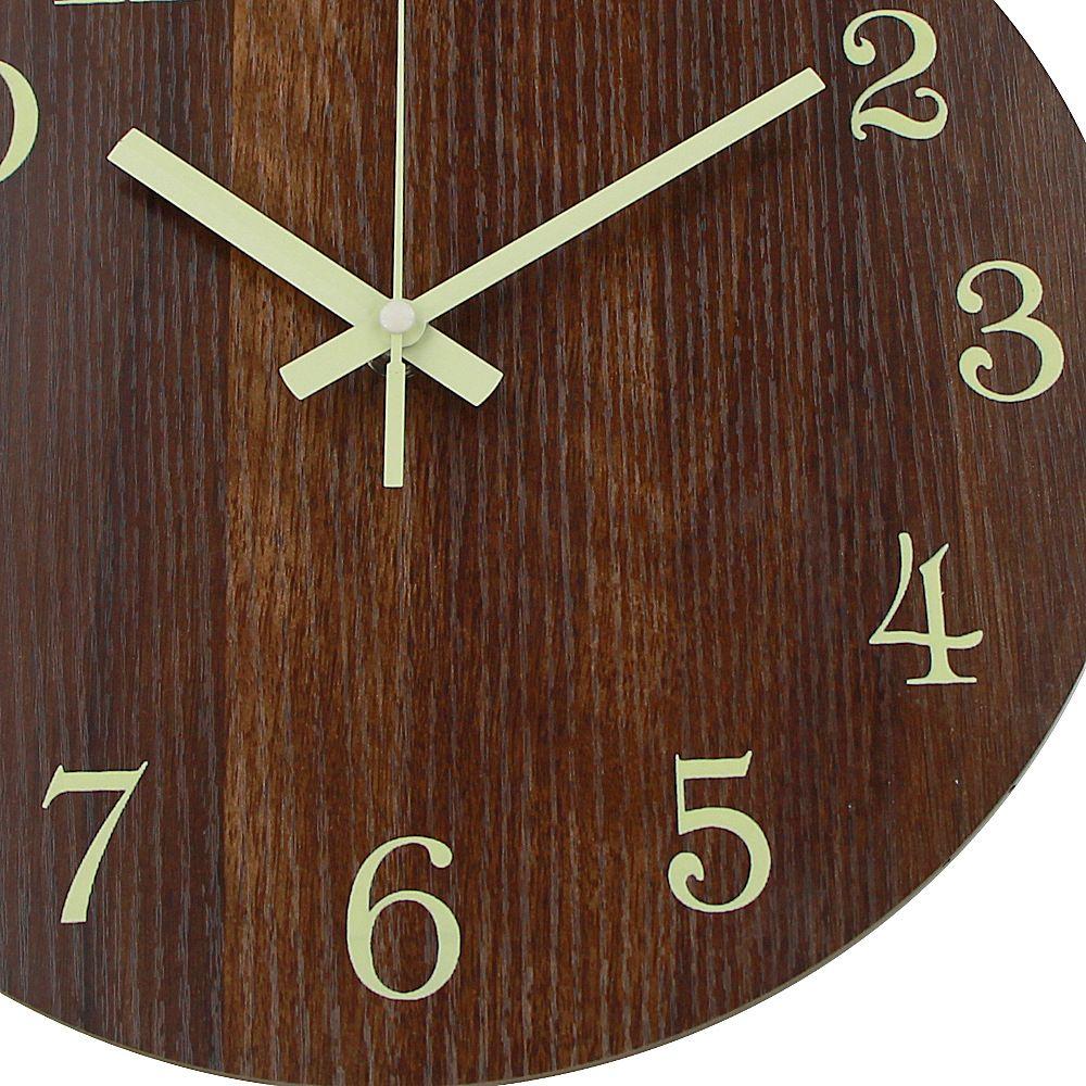 Luminous Wood Wall Clock Wood Rustic Wall Clock Classic Retro Wall Clock For Bedroom