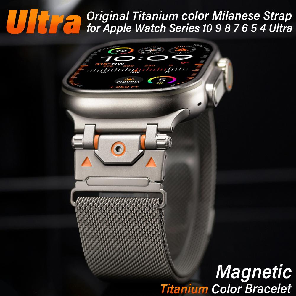 MEN Milanese Loop Strap for Apple Watch Series 10 46mm Ultra 49mm Stainless Steel Band for Series 9 8 7 6 5 4 45mm 44mm Correa