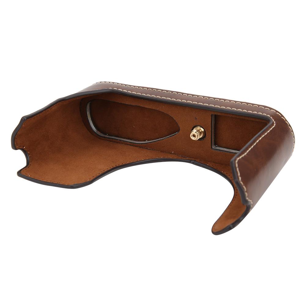 PU Lederhülle Schutzhülle Halbkörperabdeckung für Leica Q2 Kamera mit Akkuabteilöffnungkaffee