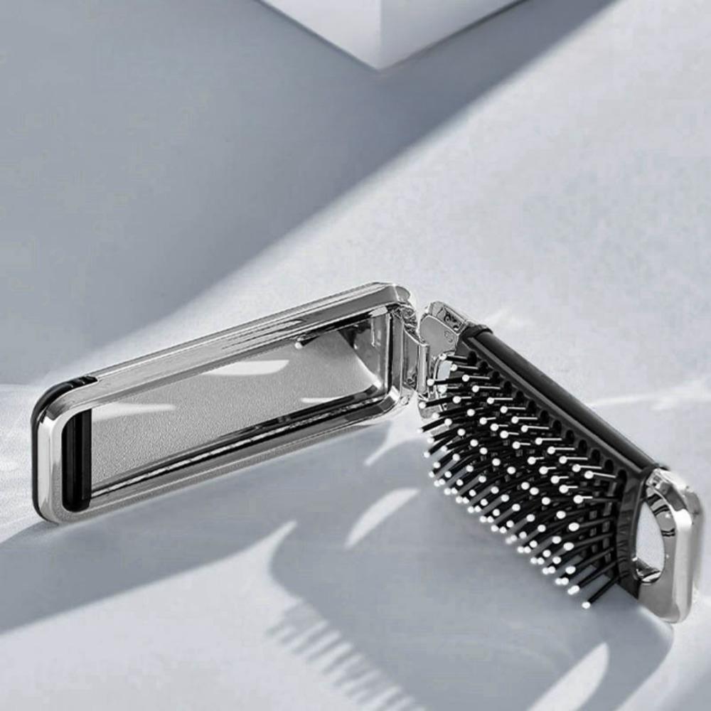 High Cranial Hair Fluffy Air Cushion Comb, Foldable with Small Mirror, Portable for Travel and Daily Commuting