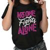 No One Fights Alone Breast Cancer Support Womens Graphic Crewneck T Shirt Tee